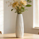 12-Inch White Ceramic Textured Vase for Modern Minimalist Home Decor V1370-AZ4-15160