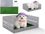 Dog Grass Pad with Tray, Foldable Litter Box High Wall, Indoor Potty Easy Clean Puppy Pee Pad V1107-135-45373-GRY3