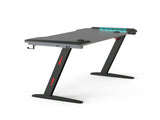 Gaming Desk with LED Lights Computer Desk Z Shaped Desk - Black V957-RLX39671014K