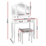 Artiss Dressing Table Stool Set Foldable Mirror White DRESS-C-3MIR-4D-WH