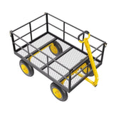 1400 Lbs Steel Garden Cart, Heavy Duty Pullable Garden Yard Cart, 2 in 1 Outdoor Metal Utility V952-ZXHYTCHH1400QIBNMV0