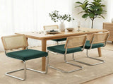 Artiss Dining Chairs Set of 4 Velvet Rattan Cantilever Green DINING-B-C01-VEL-GNX4