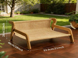 Curved Wooden Cat Lounge Chair with Sisal Scratching Surface Hammock-Style Pet Bed for Indoor V1341-ZY-XMLTHBH6