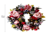 Christmas Wreath Handcraft Peony Wreath Artificial Spring Garland Wreath for Door Wall Wedding Party V1294-YM0717-10101620