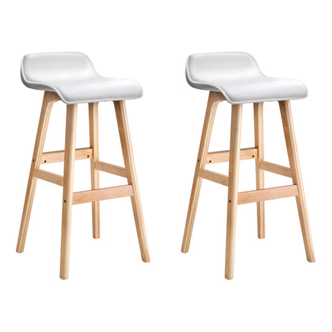 Artiss 2x Bar Stools Wooden Stool White BENT-C-077-WHX2