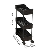 3 Tier Slim Rolling Storage Cart With Wheels, Plastic Utility Cart Organizer For Snack, Baby Diaper, V1366-AZ2-W-12655