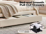 Artiss King Single Bed Frame with Storage Drawer Upholstered Velvet Platform Bed LED Headboard BFRAME-G-GLOW-KS-WH-AB