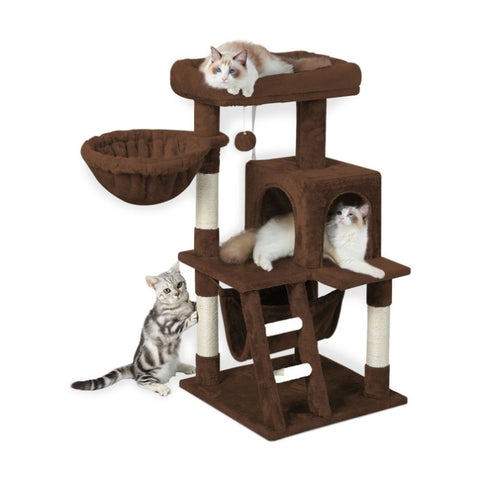 Floofi 104cm Plush Cat Condo Cat Tree Brown V227-3331641023560