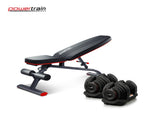 Powertrain 80KG Adjustable Dumbbell Set with FID Weight Bench BF2-040-2-01B