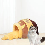 Pot for Indoor Cats Removable Cushion Cozy Cave Cartoon House Small Bed Kitten Bed Warm Kennel, V1370-AZ4-00096