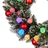 Christabelle 61cm Christmas Wreath Snowy Bristle with LED Lights Multicolour Front Door Decorat 112_SENSB104
