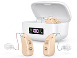 Rechargeable Behind-the-Ear Hearing Aids with Charging Case & LCD Display Compact Sound Amplifier V1107-CS-BCFS802