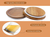 12 Pack Wide Mouth Mason Jar Lids, Reusable Canning Lids with Wooden and Silicone Seals - Perfect V1258-DP02-WO-153
