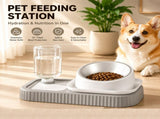 Grey and White Cat & Dog Feeding Station with Water Dispenser Elevated Stainless Steel Pet Bowl V888-ELOSUNG53318