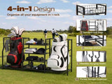 Everfit Golf Bag Storage Golfing Equipment Rack Holds 2 Bags 16 Clubs GSR-A-2T-BK