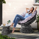 Gardeon Outdoor Lounge Setting Papasan Chair Wicker Table Garden Furniture Grey ODF-PAPASAN-CHTB-GE