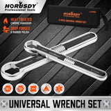 HORUSDY 2Pcs Universal Wrench Set SAE & Metric Spanner Hex E-Torx Triangle V465-81055