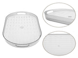 Household Transparent Oval Tea Tray with Draining Function Reusable Pet Material V1370-AZ4-09663
