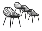Gardeon 4PC Outdoor Dining Chairs PP Lounge Chair Patio Garden Furniture Black ODF-CHAIR-PP002-BK-4X