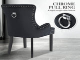 French Provincial Dining Chair Ring Studded Velvet Rubberwood Leg LISSE BLACK V274-FT-VFC-1141-BK1