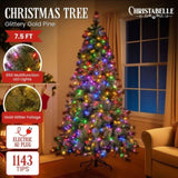 Christabelle 7.5ft Christmas Tree Glittery Gold Pine 650 LED Multi-functional Lights Xmas Decor 112_SENGG75