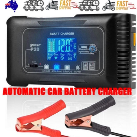 12/24V Automatic Car Battery Charger For Lithium Lifepo4 Lead-Acid AGM/Gel/SLA V201-BAZ2020BL8AU