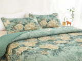 Meadow Butterfly Green Quilted Bedspread Set with Floral Details and Pillowcases V745-MAC080320Q13U