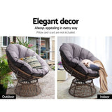 Gardeon Outdoor Lounge Setting Papasan Chair Wicker Table Garden Furniture Brown ODF-PAPASAN-CHTB-BR