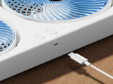 Tabletop Dual Fan USB Rechargeable Silent Air Circulation Fan with Brushless Motor Multi Speed V1294-YM0901-3113250059313