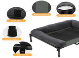 Large Oversized Raised Dog Bed with Cooling Bolster Lounger V767-P-XD128-GY-LG1
