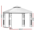 Instahut Gazebo 3x3m Marquee Outdoor Wedding Party Event Tent Home Iron Art Shade White GAZEBO-IR-LE-HF-3X3-WH-AB