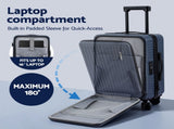 Wanderlite 20" Luggage Suitcase Front Pocket Travel Carry On Dual TSA Navy LUG-ABS-POK-20-NA