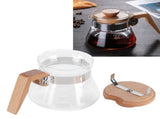 400ml Teapot Glass Coffee Maker Pot Water Kettle with Wood Handle Kitchen Accessory V1294-YM0721-3118210053111