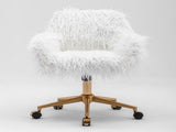 Fluffy Office Chair Faux Fur Modern Swivel Desk Chair for Women And Girls-White V226-SW1005WT
