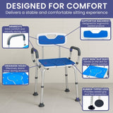 Orthonica Height-Adjustable Aluminium Commode Shower Chair with Armrests Backrest Armrests Soft SHC-MAS-ALU-17L