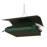 Hanging Platform Bird Feeder with Overhanging Roof, Weather Resistant Outdoor Wild Bird Feeding V1366-AZ2-W-23549