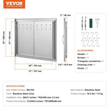 VEVOR BBQ Access Door, 787x609 mm Outdoor Kitchen Door, Stainless Steel Flush Mount Door, V952-SMMBSCJMYS31IPP30V0