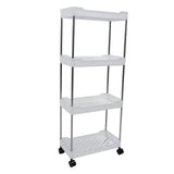 Rolling Cart Widened PP Stainless Steel 4 Tier with Wheels Storage Trolley for Bathroom Toilet V1294-YM0901-3117240164311