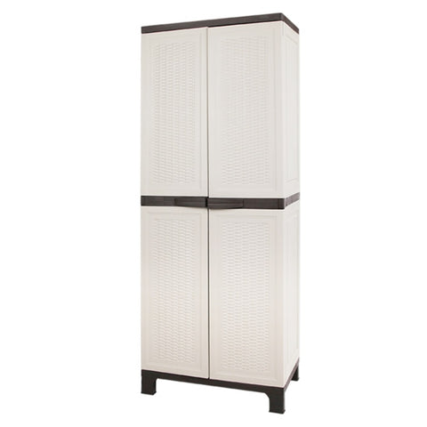 Gardeon Outdoor Storage Cabinet Box 173cm Lockable Cupboard Sheds Adjustable Rattan Beige OSC-CABI-H2D