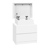 Artiss 2X Bedside Table 2 Drawers Lift-up Storage White FURNI-O-BS-02-WHX2