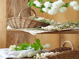 Hand-Woven Rattan Carry Basket Wicker Storage Holder Flower Arrangement Home Picnic Decor V1369-AZ3-W-14878