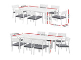 Gardeon Outdoor Dining Set 9PCS Aluminum Extendable Table Chairs Patio Furniture FF-DINING-9ALU-WH-ABC