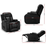 Artiss Recliner Chair Electric Heated Massage Chairs Faux Leather Cabin RECLINER-A3-BK-AB