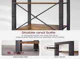 Small 6-Tier Industrial Bookshelf, Rustic Brown, Black V178-62384