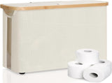CARLA HOME 2 Pack Toilet Paper Storage Basket Holds Up to 12 Rolls with Bamboo Lid and Handle for RV V178-36238