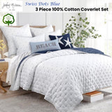 Jenny Mclean Swiss Dots Blue 3 Piece Coverlet Set Queen V442-RAN-COVERLET-SWISSDOTS-BLUE-QS