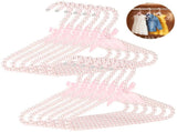 12PCS Pink Pearl Beaded Clothes Hangers Set, Small Wardrobe Hangers with Ribbon, Elegant Bowknot V1192-AZ-W-18457