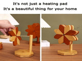 5 Wooden ,Wooden for Hot Dishes,Pinwheels Shape Trivet Set,1 Stand,Trivets for Hot Dishes,Natural V1366-AZ2-W-24227