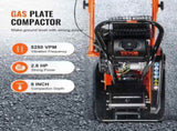 Plate Compactor, 2.8 HP 78.5CC Gas Engine 5,250 VPM, 870 kg Force Vibratory Compaction Tamper with V952-RYPBYS22128HP0NROV0