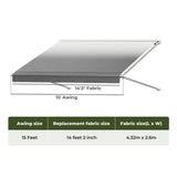 Manan 15FT RV Awning Fabric Replacement 18.05oz Caravan CAR1084-15FT-GY